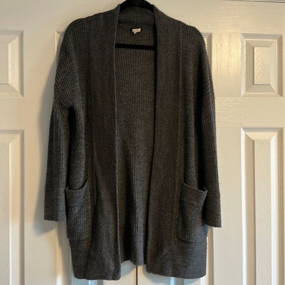 J. Crew Dark Grey Cardigan Open Sweater with Pockets - Picture 1 of 7